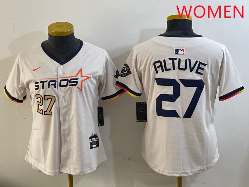 Women Houston Astros #27 Altuve Cream Three generations Joint Name 2025 Nike MLB Jersey style 13